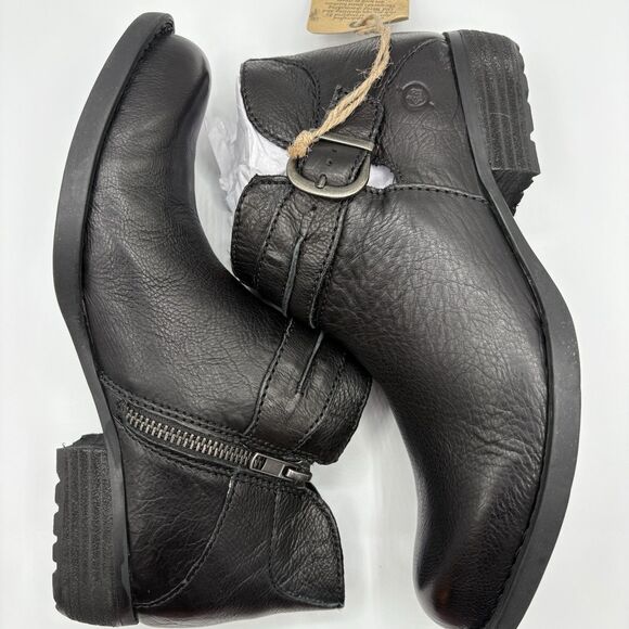Born Women's Kati Block Heel Leather Boot Black Women’s 6.5 Biker Outdoor - Picture 5 of 10